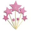 Enfeite de bolo de aniversário plug-in estrelas brilhantes cartão de amor estrelas de cinco pontas corações foscos estrelas cartão grande