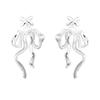 Pendientes originales de cinta con lazo irregular para mujer, plata de ley 925, estilo dulce de socialité 0142A