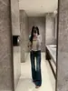 Calça jeans boca de sino azul escuro estilo americano para mulheres, nova coleção de outono, plus size, cintura alta, elástica, adequada para baixinhas, com um leve alargamento na barra