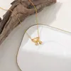 Colar Corrente de Contas de Aço Inoxidável Cruzada Europeia e Americana Pequena Fragrância Versátil Zircônia Microcravejada Colar de Laço de Luxo Leve