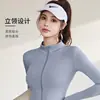 Chamarra de Yoga para Mujer Manga Larga Cuello Alto Secado Rápido para Correr Top Deportivo Ropa de Pilates Yoga Corte Ajustado Ropa de Fitness Transpirable