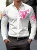Camisa Masculina de Manga Longa para Comércio Exterior 2026 Novo Estilo Amazon Masculina Europeia Estampa Floral Gola Lapela Manga Longa