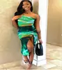 Europa y Estados Unidos ropa de mujer transfronteriza Amazon comercio exterior moda callejera sexy chica atractiva vestido de tirantes plisado con abertura tie-dye