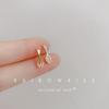 Pendientes de cuchara y tenedor asimétricos de plata S925 súper lindos, pendientes pequeños de circón exquisitos, para chicas estudiantes de Instagram
