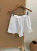 Chegadas de Verão 2026 Feminino Cintura Alta Design Emagrecedor para Meninas Baixinhas Renda Vazada Moda Casual Shorts de Perna Larga