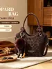 Bolso de hombro de moda nuevo para otoño 2026 transfronterizo, bolso cruzado retro con estampado de leopardo, bolso tote tipo cubo moderno para el día a día
