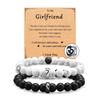 Conjunto de pulseiras turquesa preto e branco presente de feriado amor pulseira de aço inoxidável anel de aço preto e branco pulseira de casal