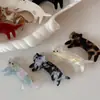 Grampo de Gato Fofo com Pernas Curtas Textura de Acetato Franja Presilha Lateral Elegante Presilha de Bico de Pato Presilha para Franja Acessórios de Cabelo Novo Estilo
