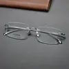 Óculos de Grau Sem Aro para Homens, Quadrados, Ultraleves, Titânio Puro, Estilo Executivo, Adequados para Rostos Grandes, Podem Ser Personalizados com Grau, Estilosos, Artísticos, de Alta Qualidade, para Mulheres