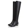 Novas Botas Femininas Europeias e Americanas Outono e Inverno Botas de Manga Simples Botas Acima do Joelho Salto Quadrado Salto Médio Botas de Cavaleiro 40-43 Botas de Exportação