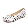 5339-2 Altura 5CM Zapatos Planos Mary Jane Frances de Lunares con Punta Baja y Moño Zapatos de Ballet con Punta Dividida para Mujer