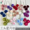 Flor de Rosa Lunar de Tres Cabezas Rama Única Rosa Arcoíris Mar de Flores Rincón de Check-in de Celebridades de Internet Decoración de Paisajismo de Área Escénica Venta al por Mayor