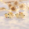 Pendientes de plata de ley s925 con circonitas cuadradas transfronterizas europeas y americanas, elegantes pendientes de estrella de mar con forma de corona para mujer