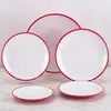Platos de melamina, grado comercial, dos tonos, redondos, para buffets de hotel, platillos de hot pot para restaurantes y como platos planos; vajilla con aspecto de porcelana