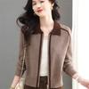 Guangzhou Treze Linhas Boutique Moda Feminina ~ Jaqueta Curta Fashionável Gola Lapela Zíper Cardigan de Tricô Estilo Ocidental Primavera e Outono Top Fino