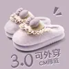 Pantuflas de Algodón con Lazo para Mujer Nuevas 2026 Otoño/Invierno para Interiores del Hogar Antideslizantes de Felpa Cálidas Silenciosas