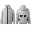 Ropa de aire acondicionado de refrigeración de verano transfronteriza con 4 ventiladores, ropa de trabajo para exteriores, ropa con ventilador de manga larga con capucha para protección solar