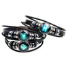 Pulsera retro europea y americana de múltiples capas de las 12 constelaciones DIY pulsera de cuero punk para pareja joyería de constelaciones