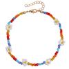 Europa y Estados Unidos pulsera de tobillo de flor de cuentas de arroz de color hechas a mano para mujer personalidad moda tendencia Set de pie de playa