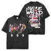 Camiseta de manga corta lavada estampada de hip-hop americano transfronterizo Juice wrld Cuello redondo holgada casual Sudadera con capucha para hombre