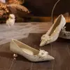 H331-11 Zapatos de tacón alto color champán, Vestido de novia principal estilo francés, Zapatos de novia cómodos, Zapatos versátiles para fiesta, tallas 34-40