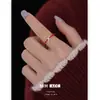 Nuevo Anillo Abierto Geométrico de Cuerda Roja Estilo Chino, Elegante y Versátil, Anillo Ajustable para Dedo Índice, Anillo de Gama Alta para Año Nuevo