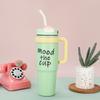Vaso de hielo al vacío de doble capa de gran capacidad 316 acero inoxidable doble vaso con pipeta para beber asa portátil termo para coche