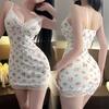 Lingerie Sexy Casal Diversão Lingerie Feminina Estilo Abstinência Pijama Curto Sexy Camisola Floral Robe 313