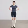 Conjunto Esportivo de Verão para Yoga, Secagem Rápida, Manga Curta, Ajuste ao Corpo, Top Esportivo para Pilates, Treinamento, Fitness, Corrida