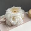 Hilo Francés Sense Flor Rosa Nube Hecho a Mano Agarre Flor de Organza Pinza para el Cabello Dulce Combinación Universal Pinza para el Cabello Tiburón