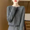 Blusa de base ready-to-wear para mulheres, tricô com gola redonda, linha única, outono e inverno, novo estilo transfronteiriço, suéter pullover Andy de veludo 2025