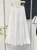 Falda Jacquard Bordada Estilo Francés de Cintura Alta, Nuevo Estilo Verano 2026, Elegante Corte Holgado, Versátil, Adelgazante, Falda Larga Acampanada
