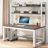 Escritorio de computadora de escritorio, escritorio para el hogar, combinación con estantería, adecuado para apartamentos pequeños, con panel perforado, escritorio de estudio, escritorio de dormitorio