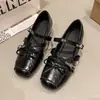 2026 Nuevos Zapatos Individuales Versátiles de Tacón Bajo y Boca Baja, Zapatos Elegantes de Estilo Hada para Mujer, Zapatos Mary Jane con Lazo y Doble Hebilla