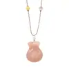 Jade de Seda Dorada de Xinjiang Flor de Durazno Brewed Ping An Kou Bolsa de Dinero Colgante de Jade Adorno Estilo Chino Nube Auspiciosa Candado Wushi Pai Colgante