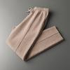 23 otoño e invierno Nuevo pantalón de lana de color puro para hombre cuatro-plano engrosado cachemira tejido pantalones casuales primer plano tobilleros