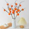 Adornos de caqui de simulación con fruta escarchada, sala de estar, flor de caqui falsa, decoración del hogar, simulación de bayas