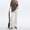 Jeans Rectos de Pierna Ancha Versátiles Estilo Coreano para Mujer, Nuevos para Primavera y Otoño, de Cintura Alta, Adelgazantes, con Caída, de Largo hasta el Suelo