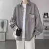 Conjunto de camisa de veludo cotelê estilo workwear japonês retrô masculino, camisa casual de manga comprida para primavera e outono, jaqueta para casal