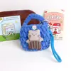 Bolsa para Monedas de Ganchillo de Hilo de Muñeca de Dibujos Animados Creativa Llavero Portátil para Auriculares Linda Bolsa de Almacenamiento de Punto Regalo