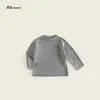 Camiseta Infantil Outonal Respirável Tendência Manga Longa Novo Estilo Meninos e Meninas Estilosa Versão Coreana Camiseta Básica Listrada de Outono