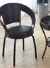 Silla de Ratán para Balcón Silla Individual con Respaldo Tejida a Mano Sala de Estar Dormitorio Silla de Ratán Giratoria Simple para el Hogar Silla de Ratán Pequeña para Exteriores