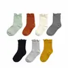 Meias infantis com acabamento em renda, meias para meninas, meias de cano médio, meias de bebê, meias esportivas para primavera/outono/inverno, meias para estudantes, meias da moda