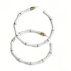 Pendientes de Aro Blancos de Bambú Yanbai Estilo Europeo y Americano Minimalista Elegante Versátil Moda Tendencia Pulsera de Goteo de Aceite de Gama Alta