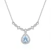 Collar de Plata de Ley S925 con Colgante de Gota de Agua Blanco Brillante, Cadena para Clavícula Versátil para Mujer, Fabricante Venta al por Mayor