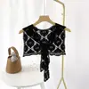 Chal de encaje cuello falso vestido de mujer artefacto combinable cuello collar decorativo de encaje hueco chal pequeño protección para el cuello