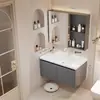 Gabinete de baño de aluminio de panal engrosado con lavabo de cerámica integrado y unidad de tocador