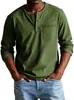 Camiseta Masculina de Manga Longa com Gola Redonda para Outono e Inverno - Pulôver Respirável Slim Casual Camiseta Básica de Manga Longa - Top