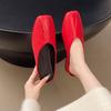 Novidade Primavera e Verão 2025 Roupas de Exterior Retrô Chinelos Casuais de Bico Quadrado Sandálias Slip-On Tamanho Grande Meio Chinelo Baotou para Mulheres