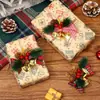 Nueva caja de regalo con accesorios de frutas rojas navideñas, aguja de pino y lazo, guirnalda, ramas de pino, campanas, colgantes para decoración de árbol de Navidad